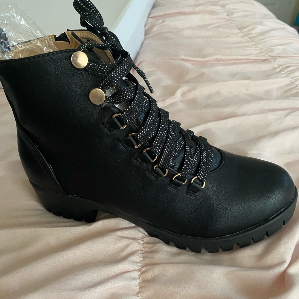 Chase + Chloe Black Combat Booties *Brand New*